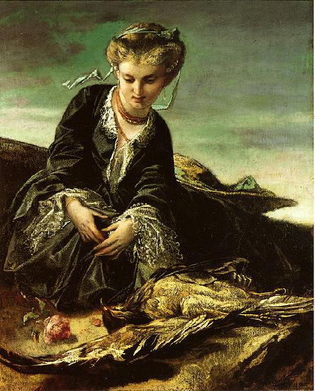 Anselm Feuerbach Das Madchen mit dem Vogel France oil painting art